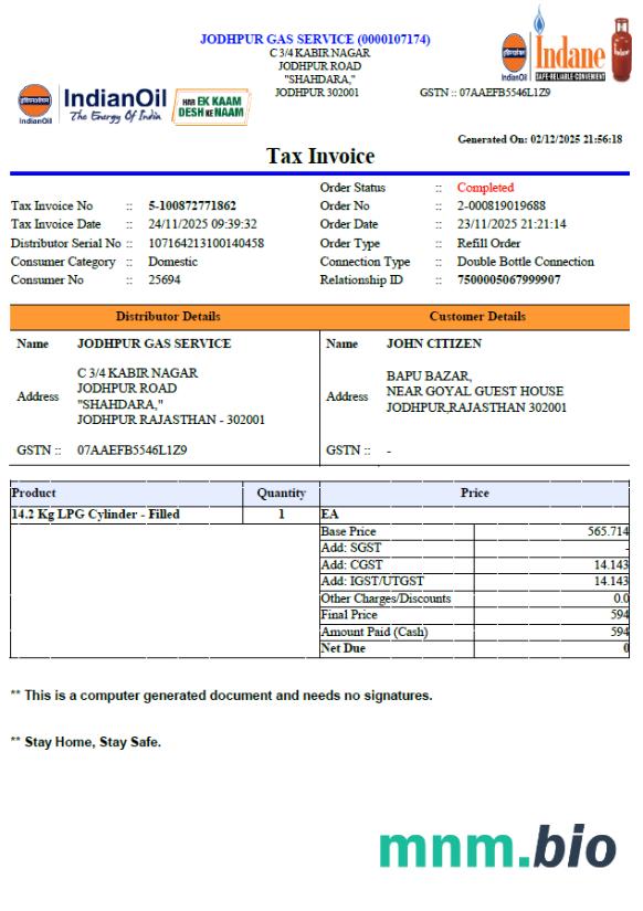 Indie Indian Oil rachunek za media szablon w formacie Word i PDF